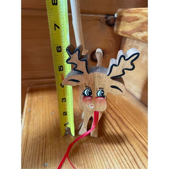 Wooden Reindeer Vintage Handmade Christmas Decor Rudolph Reindeer - Picture 6 of 6